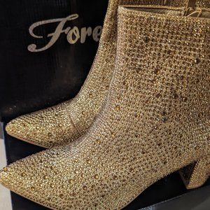 Forever gold rhinestone booties